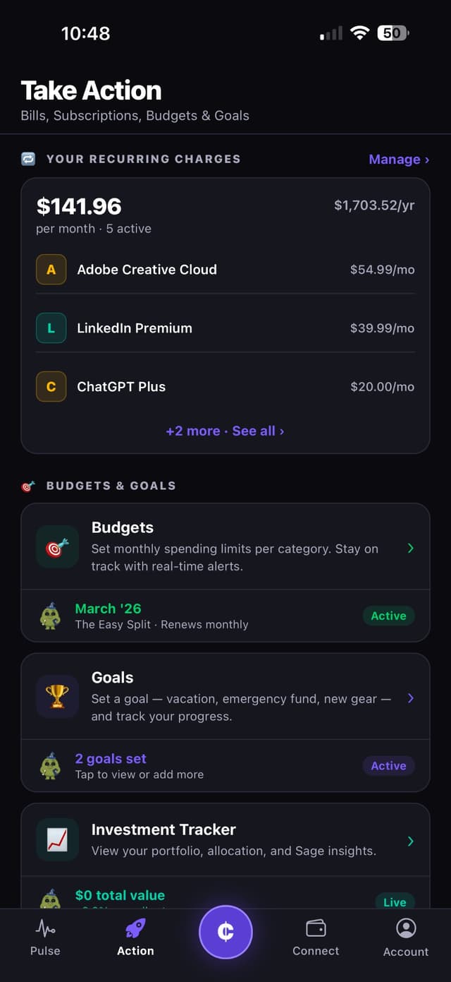 Budgets, Goals & Subscriptions