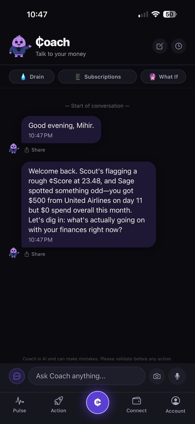 Coach — Talk to your money